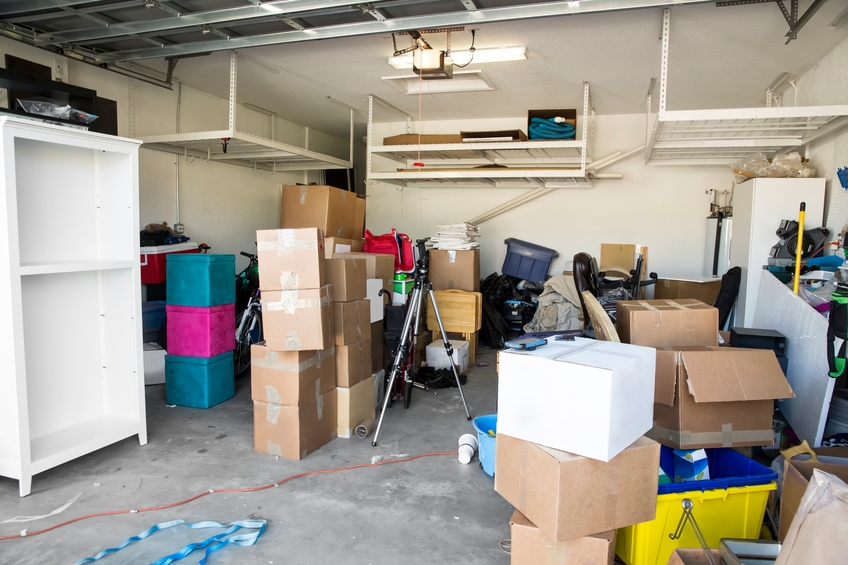 A very cluttered garage at a home in Perth